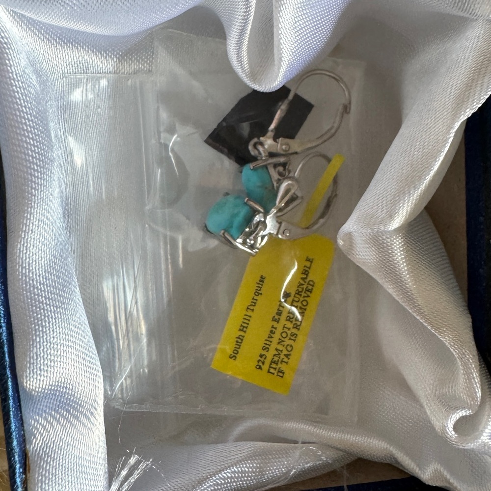 Genuine Silver and Turquoise Earrings - Picture 5 of 5